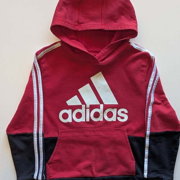 Adidas boys red pullover hoodie size 8 - Picture 2 of 4